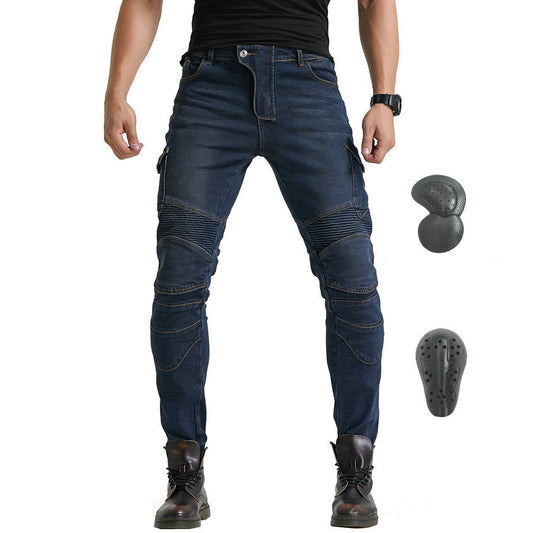 Men Women Cotton Motorcycle Jeans Pants Racing Trousers with Hip Knee Protection