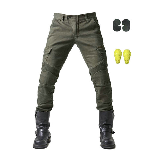 Men's Cotton Motorcycle Pants with Hip Knee Protection